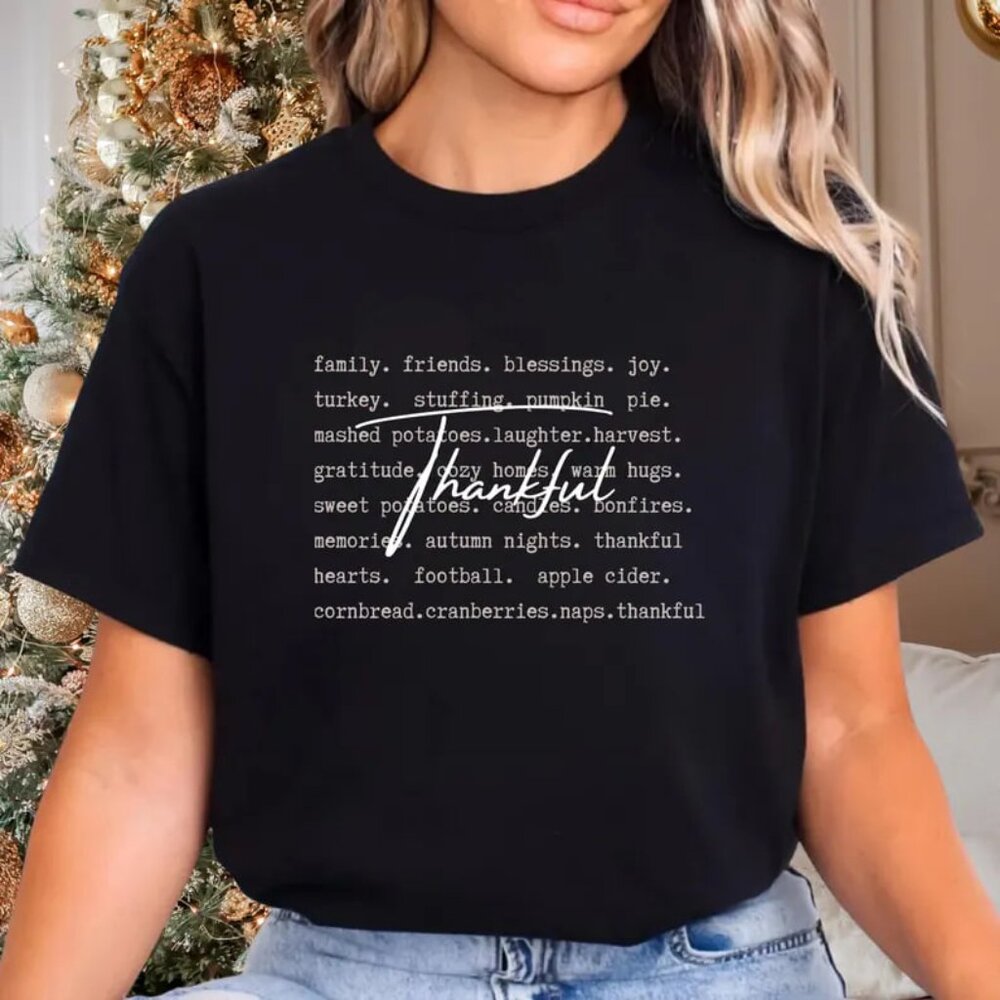 Thankful Definition Shirt, Cozy Graphic Thanksgiving Tee